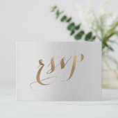 Charming Gold Foil Gray Wedding RSVP (Staand voorkant)