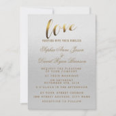 Charming Gold Foil Grunge Gris Faire-part de maria (Devant)