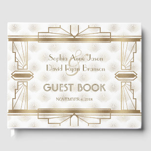 Charming Gold Great Gatsby Art Deco 1920s Wedding Gastenboek