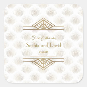 Charming Gold Great Gatsby Art Deco 1920s Wedding Vierkante Sticker