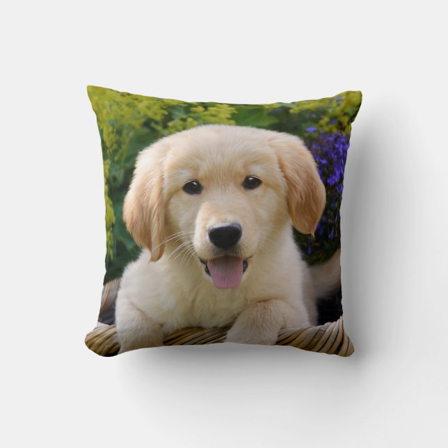 Charming Goldie Cute Puppy Portret, Square Kussen (Voorkant)