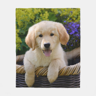 Charming Goldie Retriever Dog Puppy Photo Portret Fleece Deken