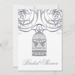 Charming Gray Birdcage Bridal Shower Kaart