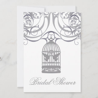 Charming Gray Birdcage Bridal Shower Kaart