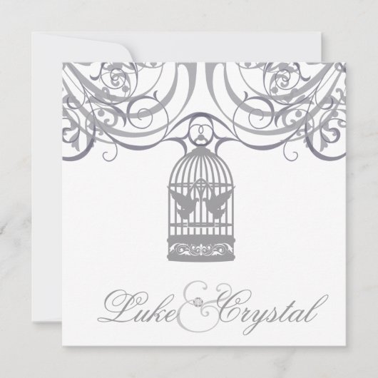 Charming Gray Birdcage Weddenschap Kaart (Voorkant)