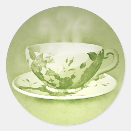 Charming Green Teacup Stickers (Devant)