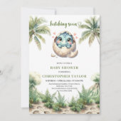 Charming Hatching Soon Baby Dino Shower Invitation (Devant)