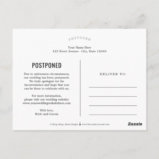 Charming Heart EDITABLE KLEUR Opslaan van de datum Briefkaart (Achterkant)