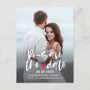 Charming Heart EDITABLE KLEUR Opslaan van de datum Briefkaart