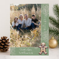 Charming Homme de pain d'épices | Carte photo vert