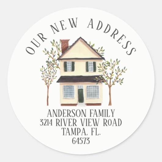 Charming House Our New Address Étiquette Sticker (Devant)