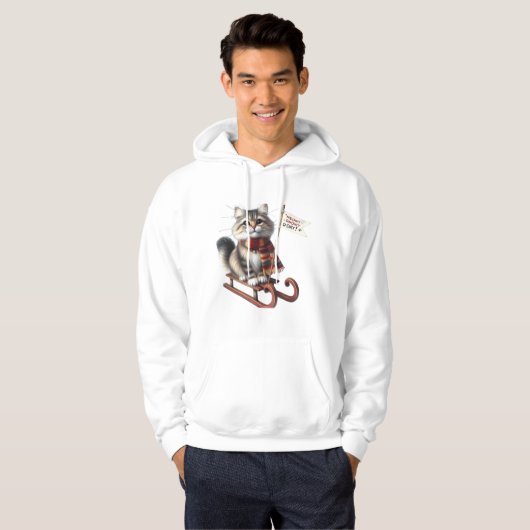 ​Charming Kitten on Sled: "Meowy Snowy Day! Hoodie (Voorkant volledig)