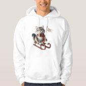Charming Kitten on Sled: "Meowy Snowy Day! Hoodie (Voorkant)