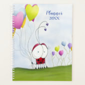 Charming Ladybug met kleurrijke hartballonnen Planner (Voorkant)