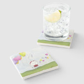 Charming Ladybug met kleurrijke hartballonnen Stenen Onderzetter (Zijkant)