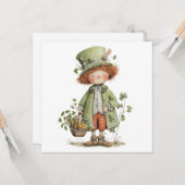 Charming Leprechaun Happy St Patrick's Day Kaart (Voorkant / Achterkant in situ)