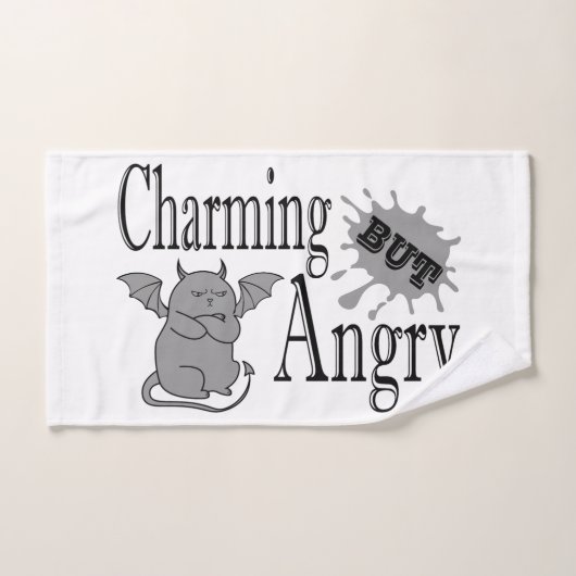 Charming mais en colère petit chat diable drôle ci (Serviette à main)
