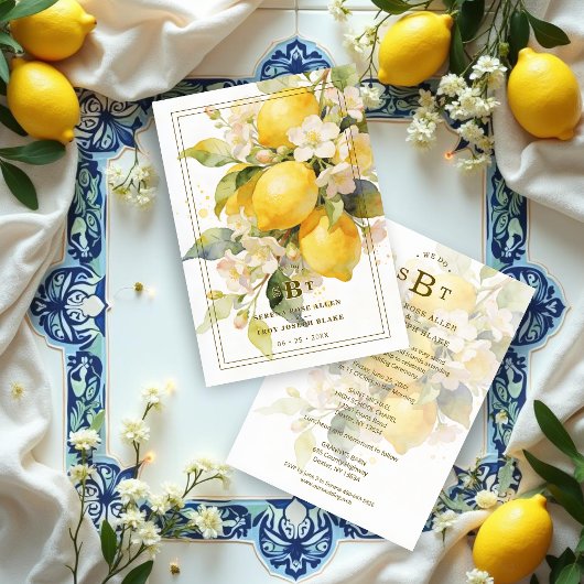 Charming Mediterranean Botanical Floral Lemons Kaart