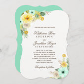 Charming Mint and Yellow Wedding Invitations Kaart (Voorkant / Achterkant)