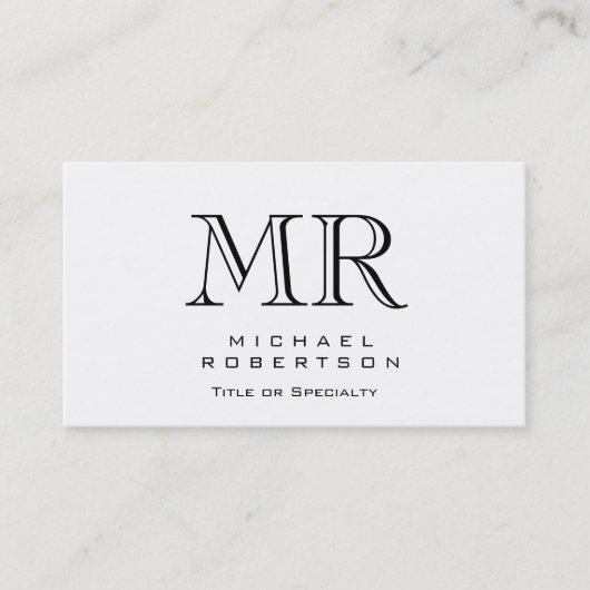 Charming Modern Monogram White Clean Visitekaartje (Voorkant)