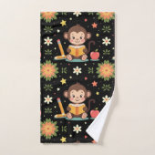 Charming monkey reading floral pattern bad handdoek (Handdoek)
