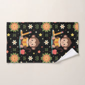Charming monkey reading floral pattern bad handdoek (Handdoek)