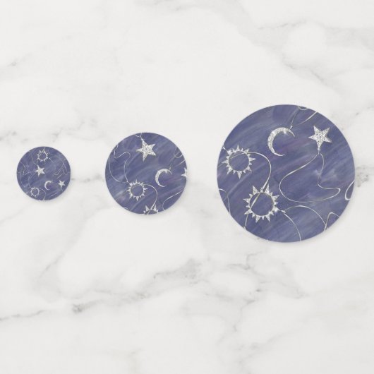 Charming Mystique | Silver Moon Stars Sun Amulet Confetti (Achterkanten)