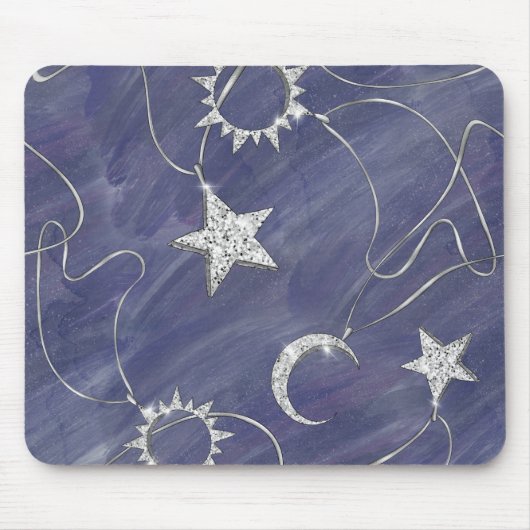 Charming Mystique | Silver Moon Stars Sun Amulet Muismat (Voorkant)