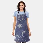 Charming Mystique | Silver Moon Stars Sun Amulet Schort (Gedragen)