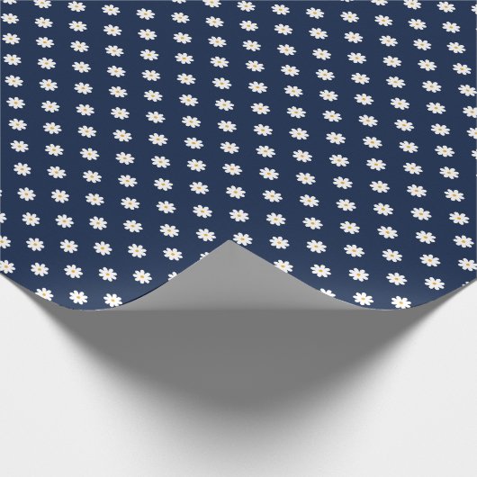 Charming Navy Blue with White Daisy Print Cadeaupapier (Hoek)
