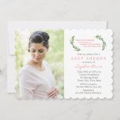 Charming Olive Branches Foto Baby Shower Kaart (Voorkant)