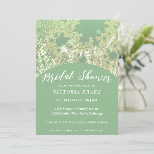 Charming Painage Foliage Bridal Shower Invitation (Debout devant)