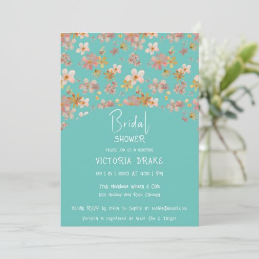Charming Painal Floral Douche Invitation (Debout devant)