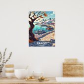 Charming Paros Greece harbor scene Poster (Keuken)