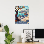 Charming Paros Greece harbor scene Poster (Thuiskantoor)
