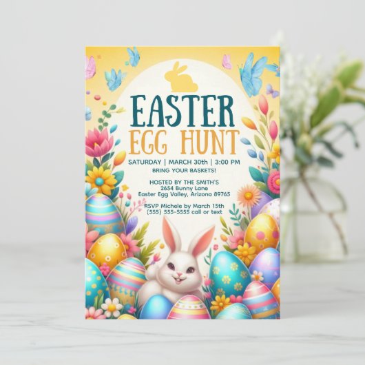 Charming Pastel Easter Egg Hunt Invitation (Debout devant)