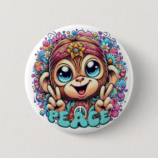 Charming Peace Monkey Button (Voorkant)