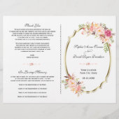 Charming Pink Blush Floral Programme de mariage or (Devant)