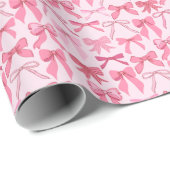 charming pink bow pattern cadeaupapier (Rol Hoek)