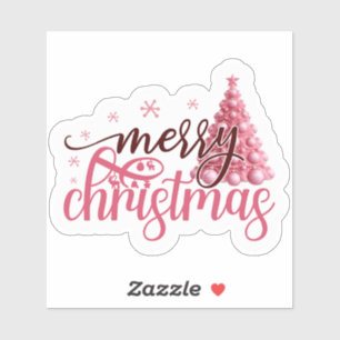 Charming Pink Christmas Sticker