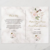 Charming Pink Gold Flowers Programme de mariage de (Devant)