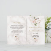 Charming Pink Gold Flowers Programme de mariage de (Debout devant)