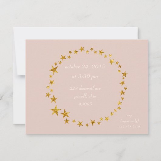 Charming Pink & Gold Twinkle Twinkle Invitation (Dos)