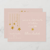 Charming Pink & Gold Twinkle Twinkle Invitation (Devant / Derrière)