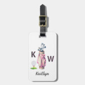 Charming Pink Golf Bag Personalized Monogrammed  Bagagelabel (Voorkant verticaal)