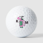 Charming Pink Golf Bag Personalized Monogrammed  Golfballen (Voorkant)