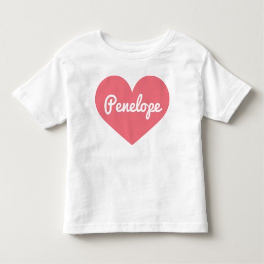 Charming Pink Heart Nom personnalisé T-shirt (Devant)