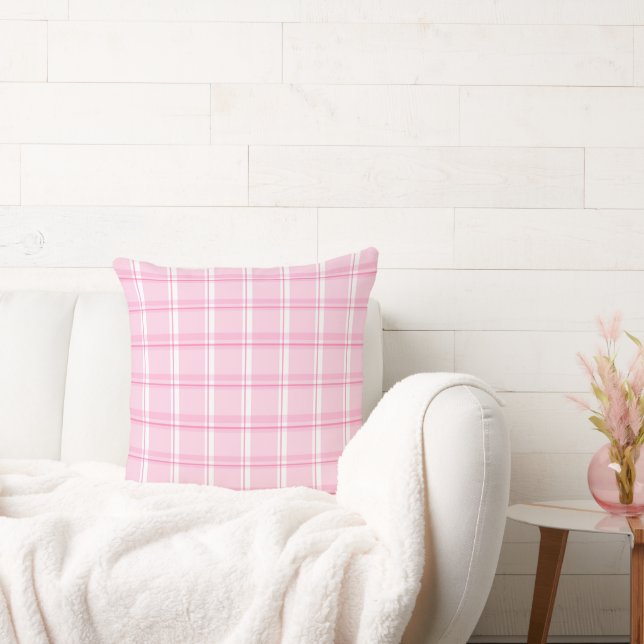 Charming Pink Plaid Kussen (Bank)