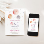 Charming Pink Planets 1er anniversaire Invitation