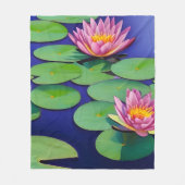 Charming Pink Water Lilies Fleece Deken (Voorkant)